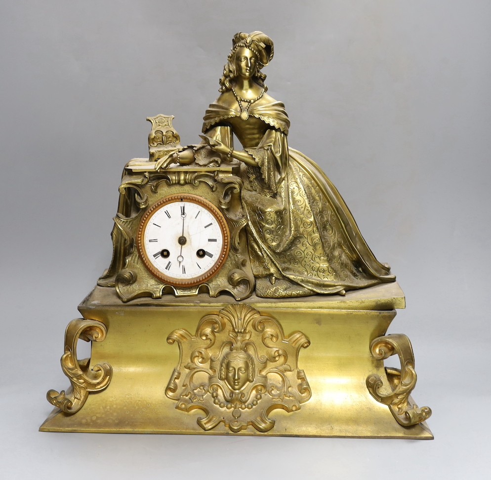 A Louis XV style gilt bronze 8 day mantel clock (dismantled)